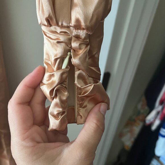 Rose Gold Silky Wrap Dress - Picture 2 of 5